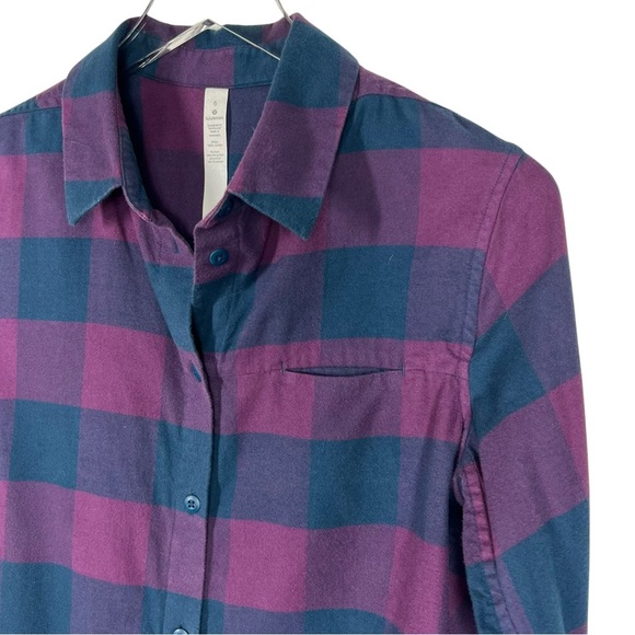 LULULEMON "Full Day Ahead" Women's button down plaid flannel shirt Size 6 - Picture 3 of 9
